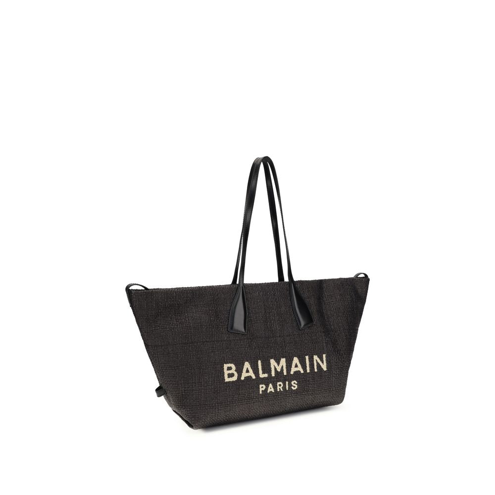 Sac à épaule Balmain Black Raffia Track