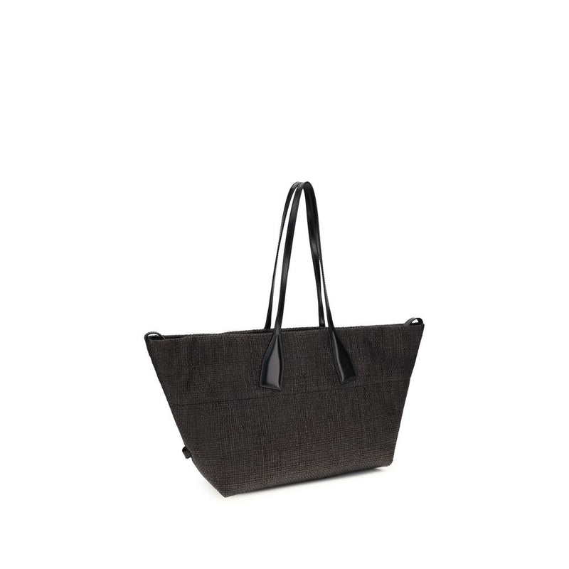 Balmain Black Raffia Track Shoulder Bag