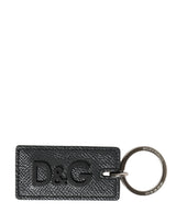 Dolce & Gabbana Black Calf Leather D&G Logo Keychain