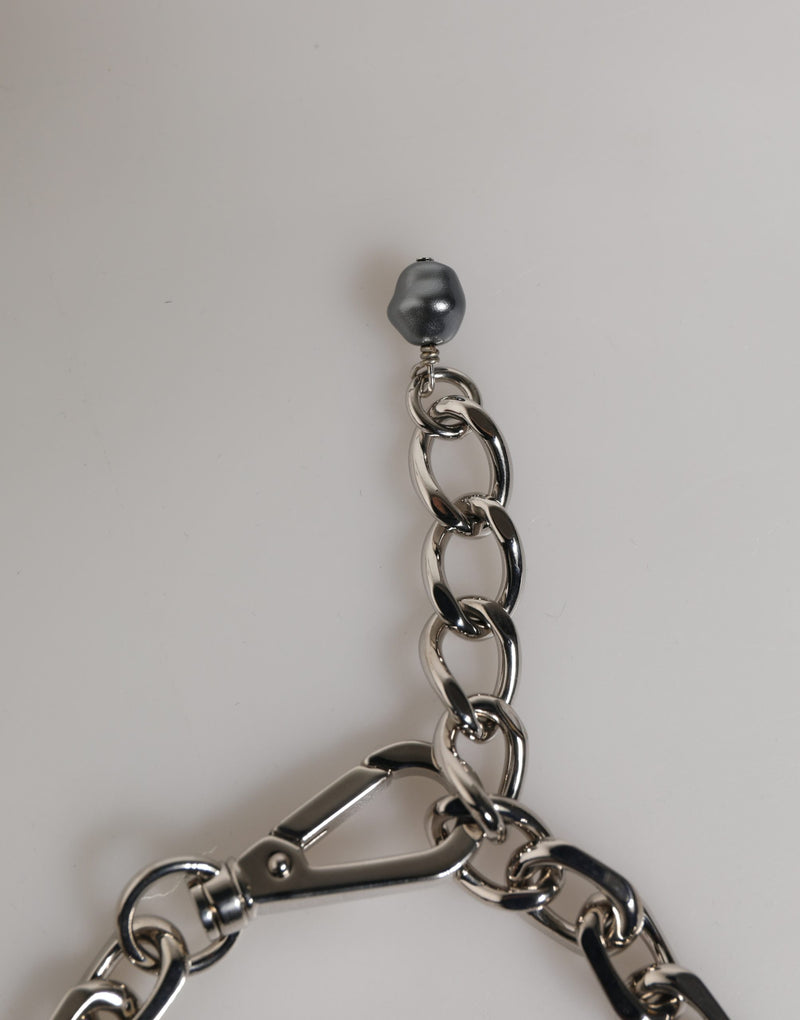 Bracelet Chaîne en Métal Argenté avec Perles Grises - Dolce & Gabbana