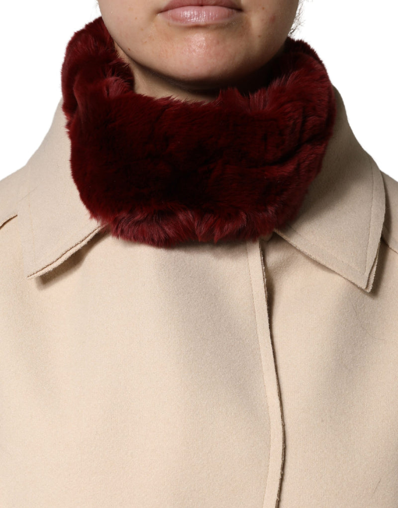 Dolce & Gabbana Red Lamb Fur Collar Neck Wrap Scarf
