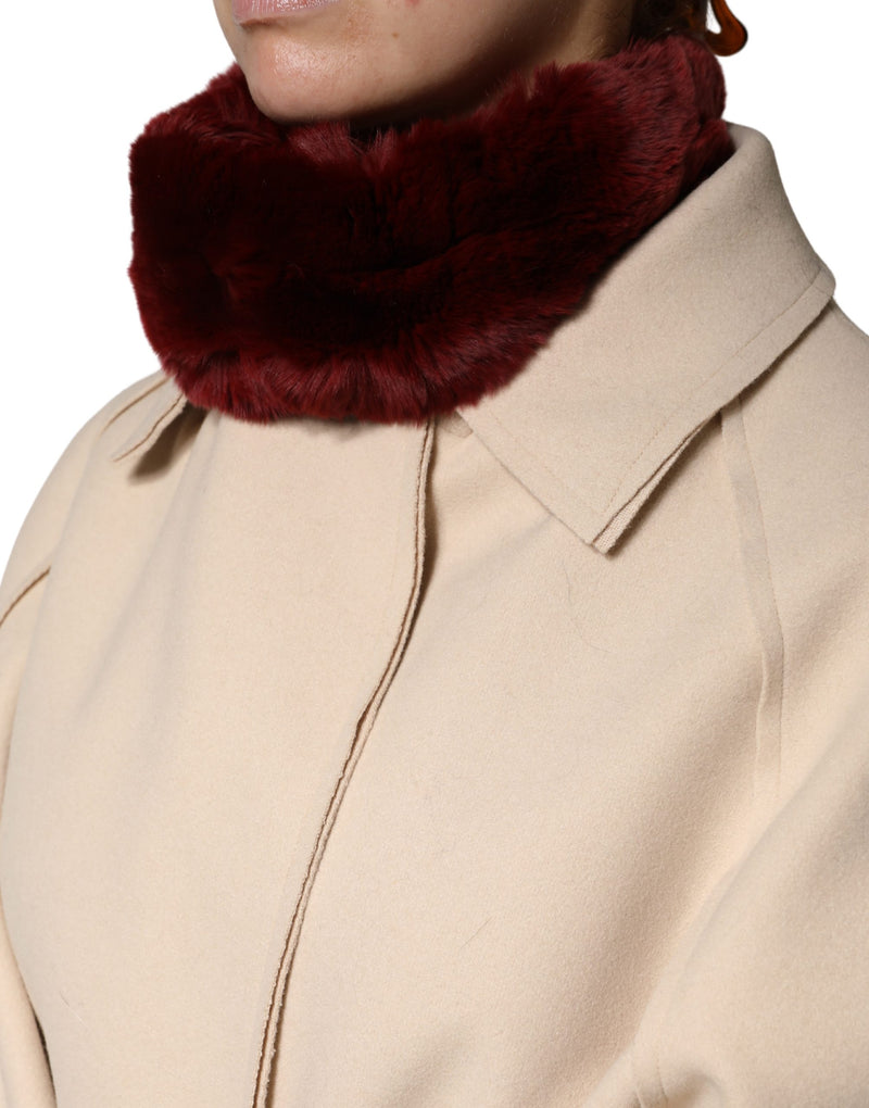 Dolce & Gabbana Red Lamb Fur Collar Neck Wrap Scarf