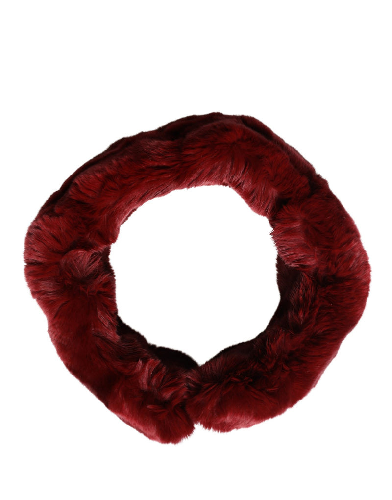 Dolce & Gabbana Red Lamb Fur Collar Neck Wrap Scarf
