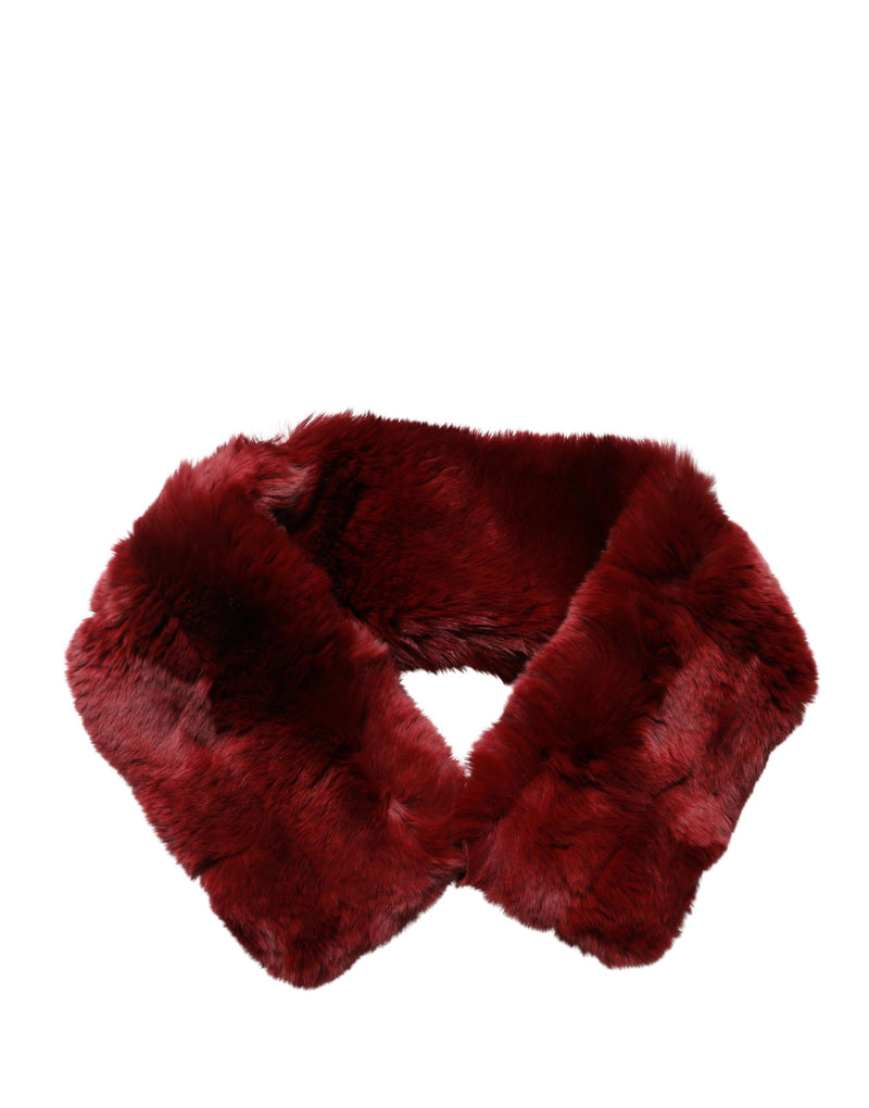 Dolce & Gabbana Red Lamb Fur Collar Neck Wrap Scarf