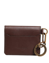 Dolce & Gabbana Brown Leather Logo Embossed Key Chain Card Holder