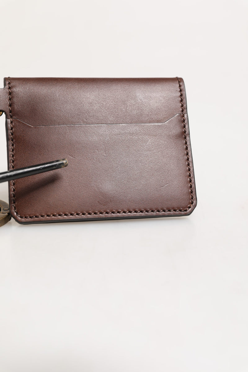 Dolce & Gabbana Brown Leather Logo Embossed Key Chain Card Holder