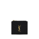 Portefeuille Bos Taurus en cuir de veau noir Saint Laurent