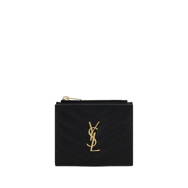 Portefeuille Bos Taurus en cuir de veau noir Saint Laurent