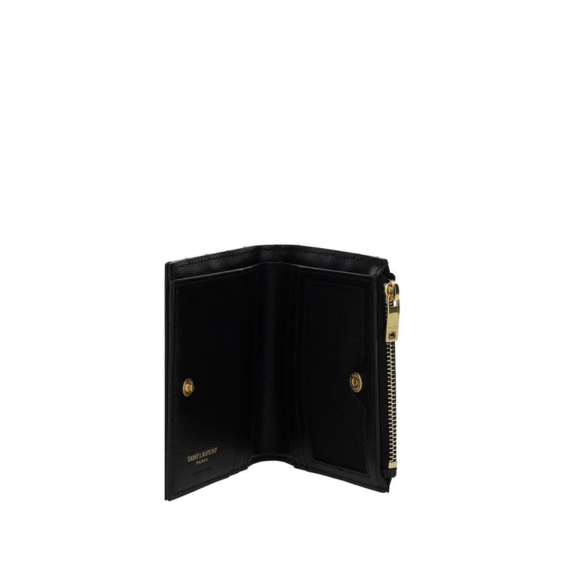 Portefeuille Bos Taurus en cuir de veau noir Saint Laurent