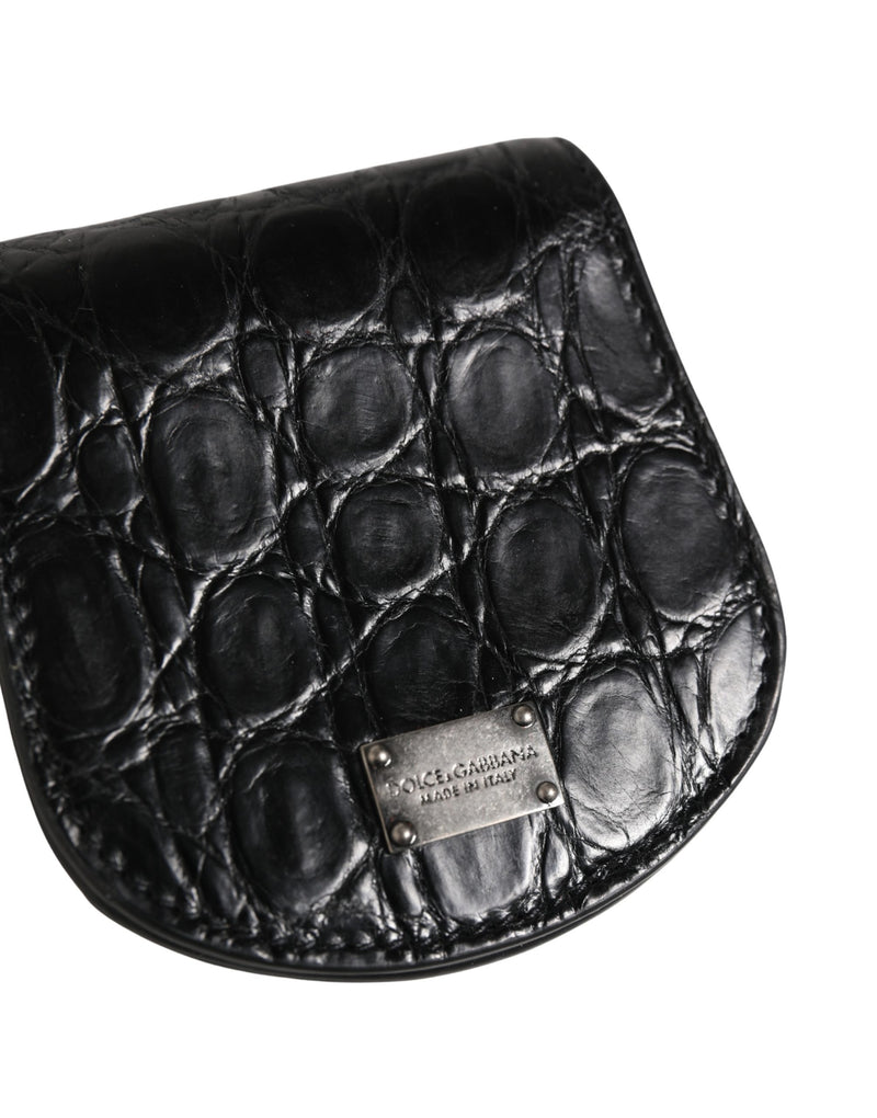 Dolce & Gabbana Black Exotic Skin Condom Case Holder Pocket Wallet