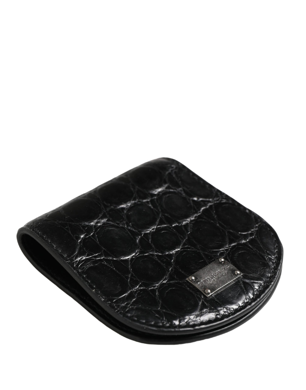 Étui à préservatifs Dolce &amp; Gabbana en cuir noir exotique, format portefeuille