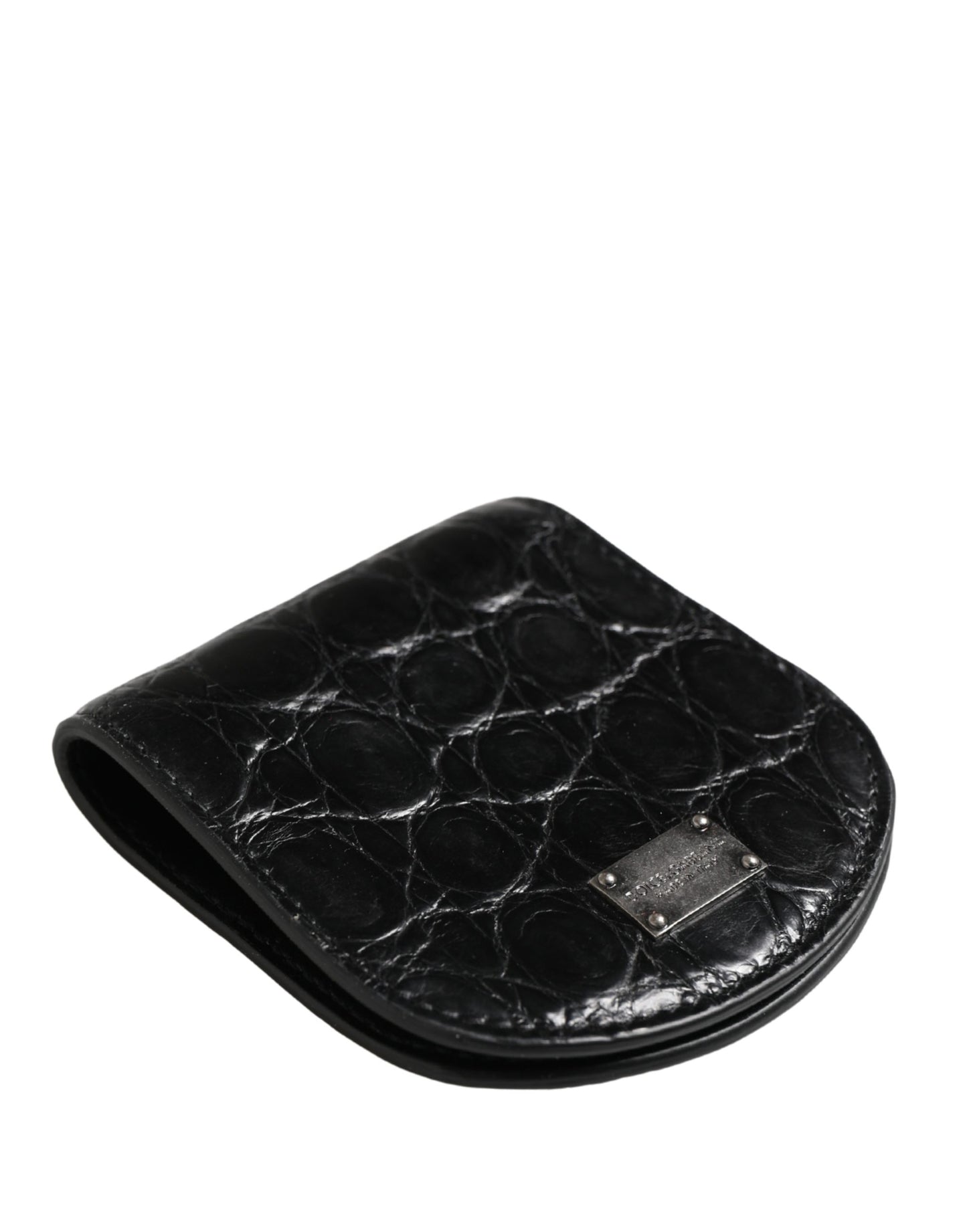 Étui à préservatifs Dolce &amp; Gabbana en cuir noir exotique, format portefeuille