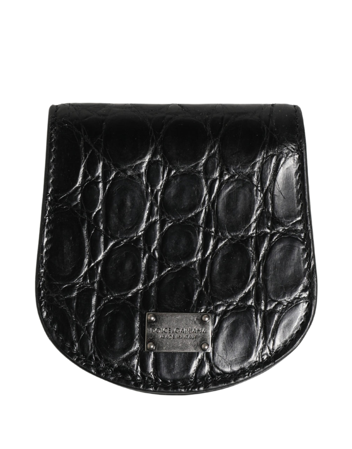 Étui à préservatifs Dolce &amp; Gabbana en cuir noir exotique, format portefeuille