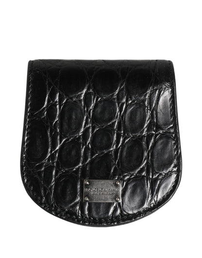 Étui à préservatifs Dolce &amp; Gabbana en cuir noir exotique, format portefeuille