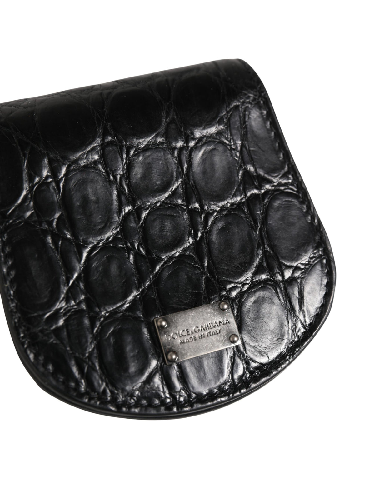 Étui à préservatifs Dolce &amp; Gabbana en cuir noir exotique, format portefeuille