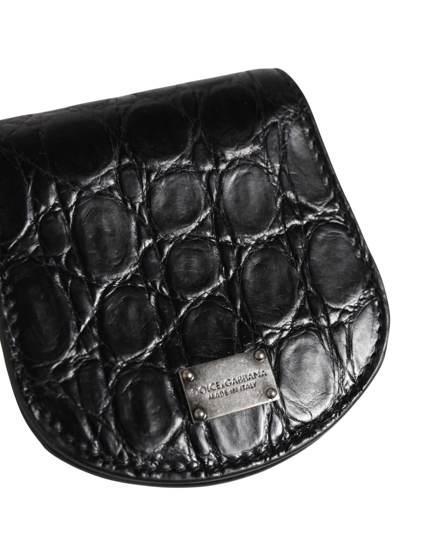 Étui à préservatifs Dolce &amp; Gabbana en cuir noir exotique, format portefeuille