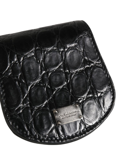 Étui à préservatifs Dolce &amp; Gabbana en cuir noir exotique, format portefeuille