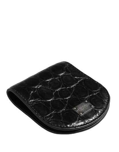 Étui à préservatifs Dolce &amp; Gabbana en cuir noir exotique, format portefeuille