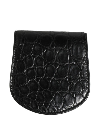 Étui à préservatifs Dolce &amp; Gabbana en cuir noir exotique, format portefeuille