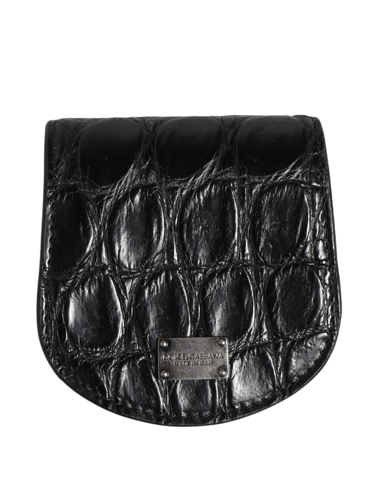 Étui à préservatifs Dolce &amp; Gabbana en cuir noir exotique, format portefeuille