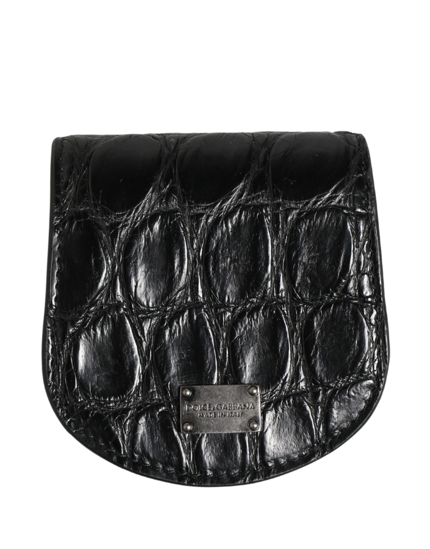Étui à préservatifs Dolce &amp; Gabbana en cuir noir exotique, format portefeuille