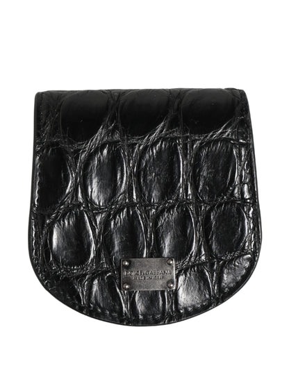 Étui à préservatifs Dolce &amp; Gabbana en cuir noir exotique, format portefeuille