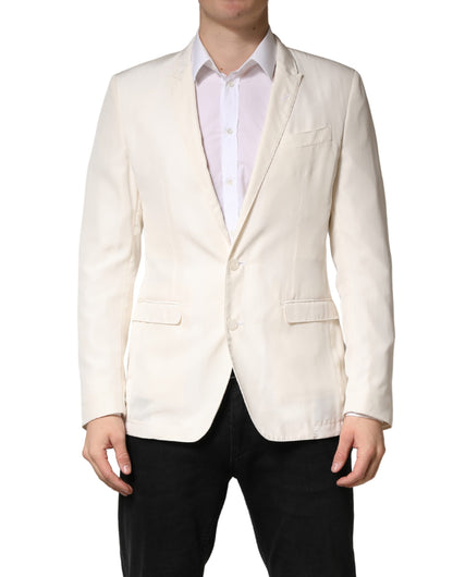 Veste blazer Dolce &amp; Gabbana blanche en coton à simple boutonnage