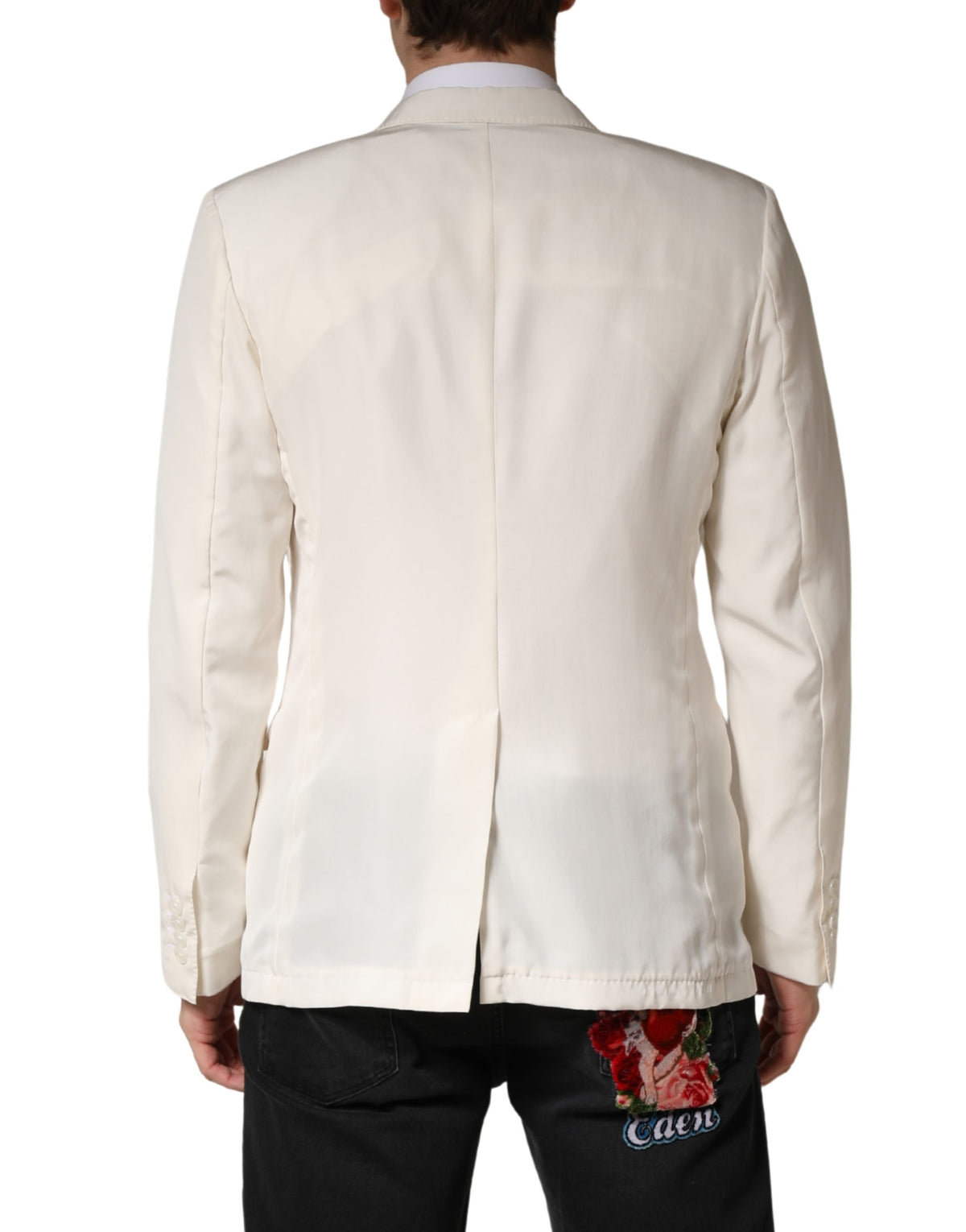 Veste blazer Dolce &amp; Gabbana blanche en coton à simple boutonnage