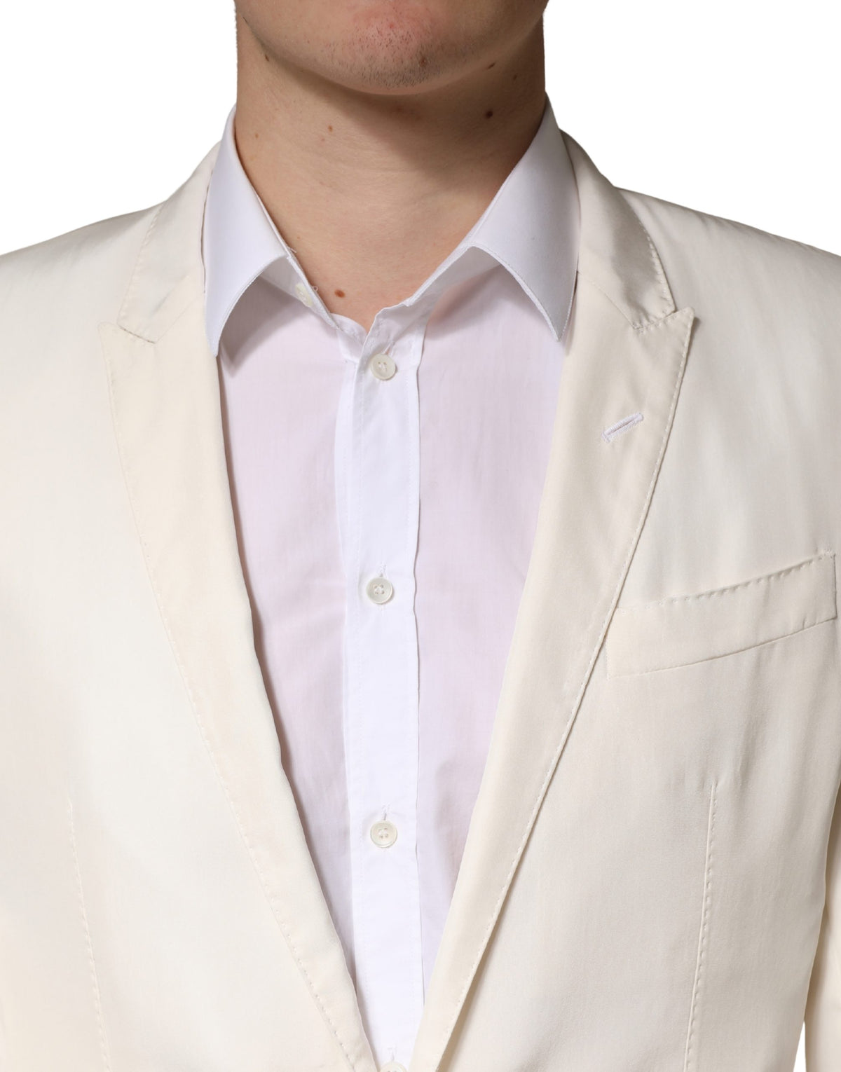 Veste blazer Dolce &amp; Gabbana blanche en coton à simple boutonnage
