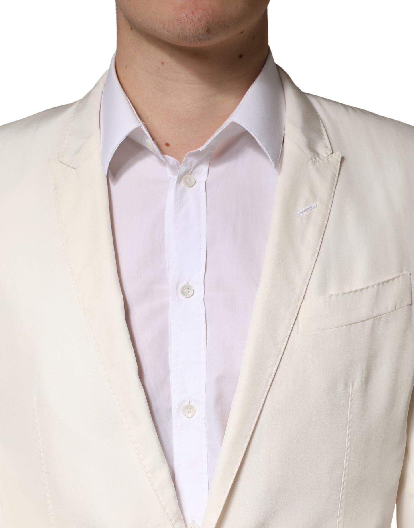 Veste blazer Dolce &amp; Gabbana blanche en coton à simple boutonnage