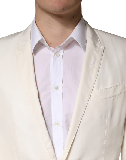Veste blazer Dolce &amp; Gabbana blanche en coton à simple boutonnage