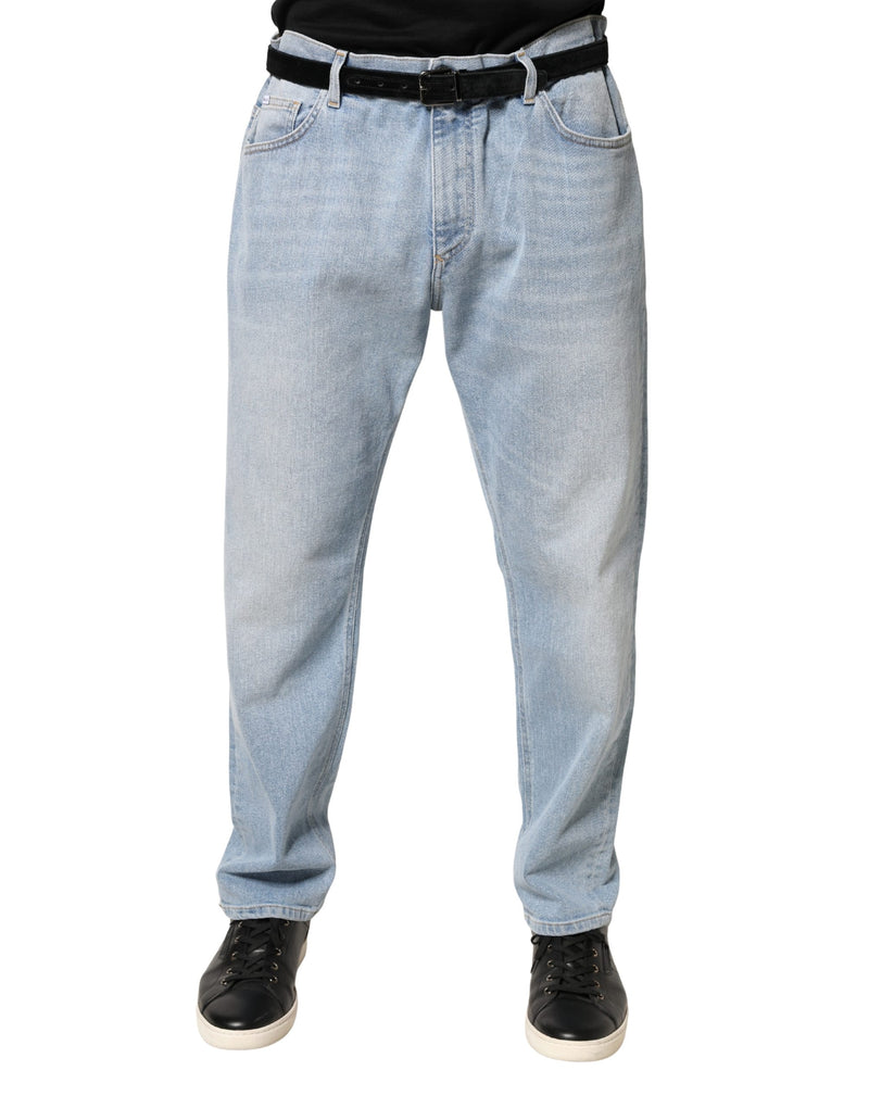 Dolce & Gabbana Light Blue Gewassen Losvallende Katoenen Denim Jeans