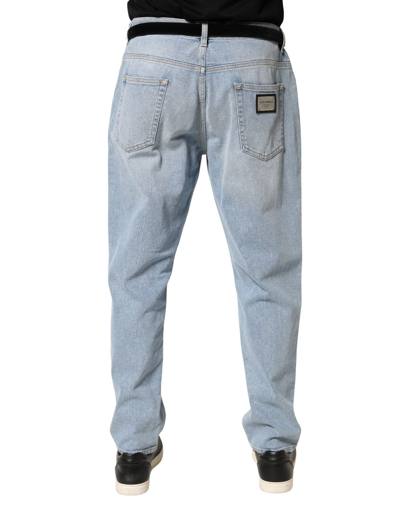 Dolce & Gabbana Light Blue Gewassen Losvallende Katoenen Denim Jeans