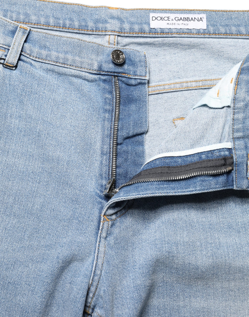 Dolce & Gabbana Light Blue Gewassen Losvallende Katoenen Denim Jeans