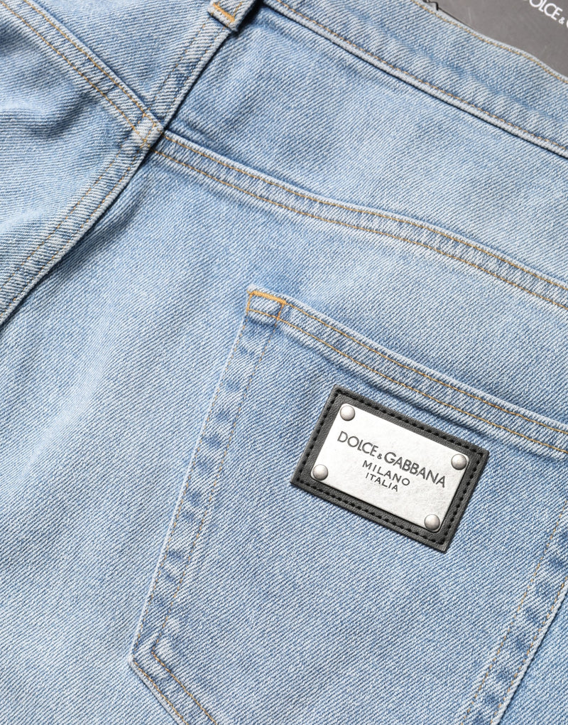 Dolce & Gabbana Light Blue Gewassen Losvallende Katoenen Denim Jeans