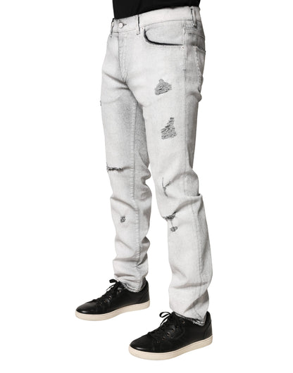 Jean skinny gris clair délavé pour homme Dolce &amp; Gabbana