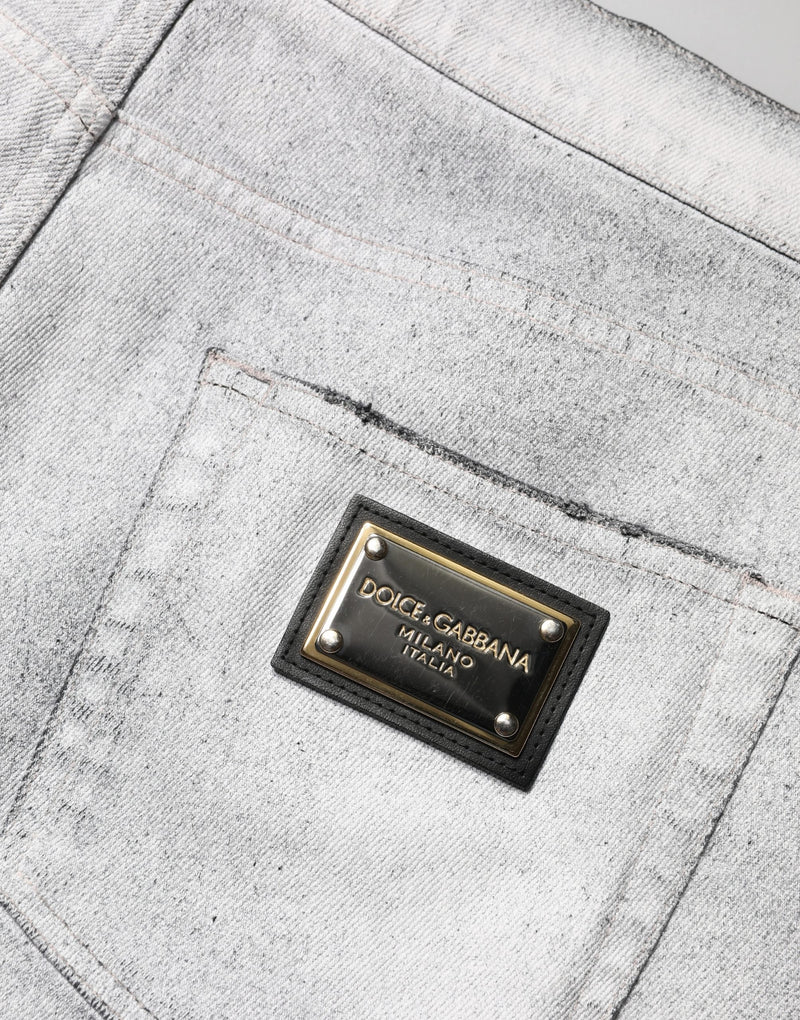 Dolce & Gabbana Lichtgrijze Gehavende Skinny Denim Jeans voor Heren