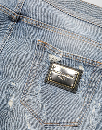 Jean skinny bleu clair délavé pour homme Dolce &amp; Gabbana