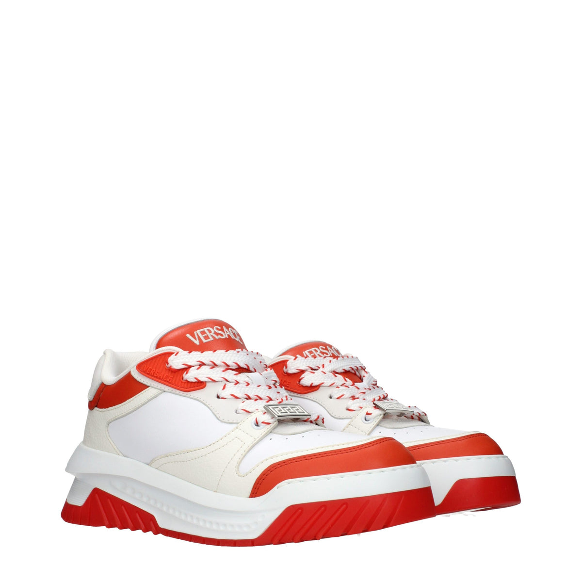 Versace White Leather Athletic Sneakers for Men - Stylish Comfort