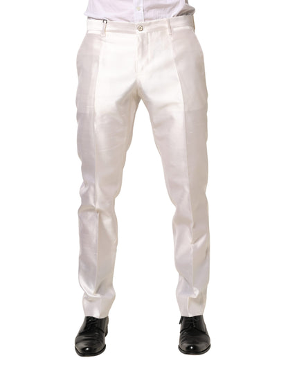Robe de soirée en satin de soie blanc Dolce &amp; Gabbana, pantalon assorti