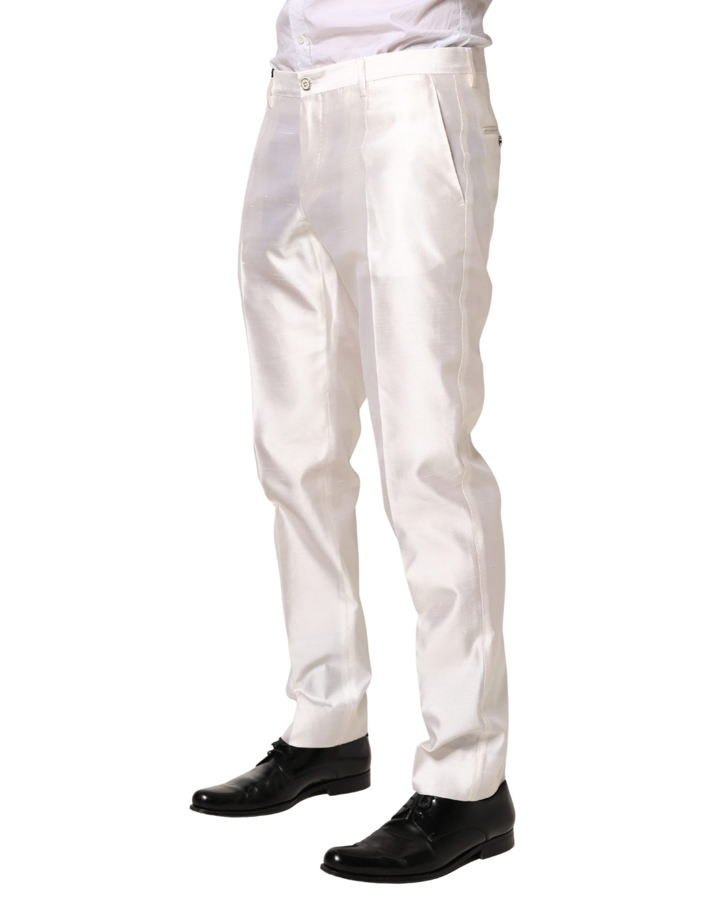 Robe de soirée en satin de soie blanc Dolce &amp; Gabbana, pantalon assorti