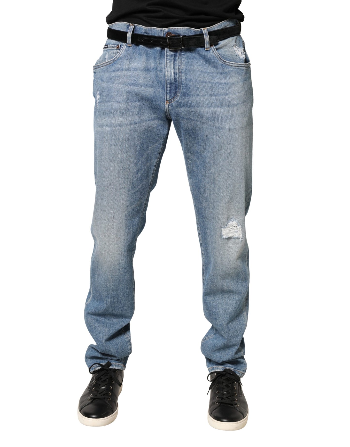 Jean en coton bleu délavé coupe slim pour homme Dolce &amp; Gabbana