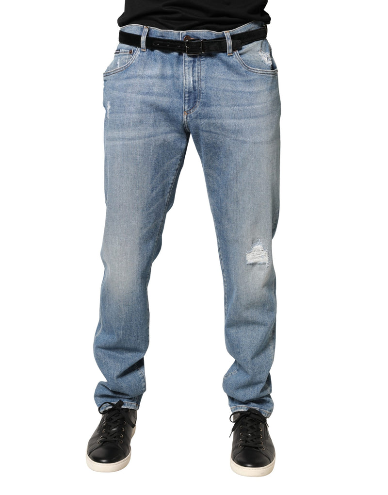 Jean en coton bleu délavé coupe slim pour homme Dolce &amp; Gabbana