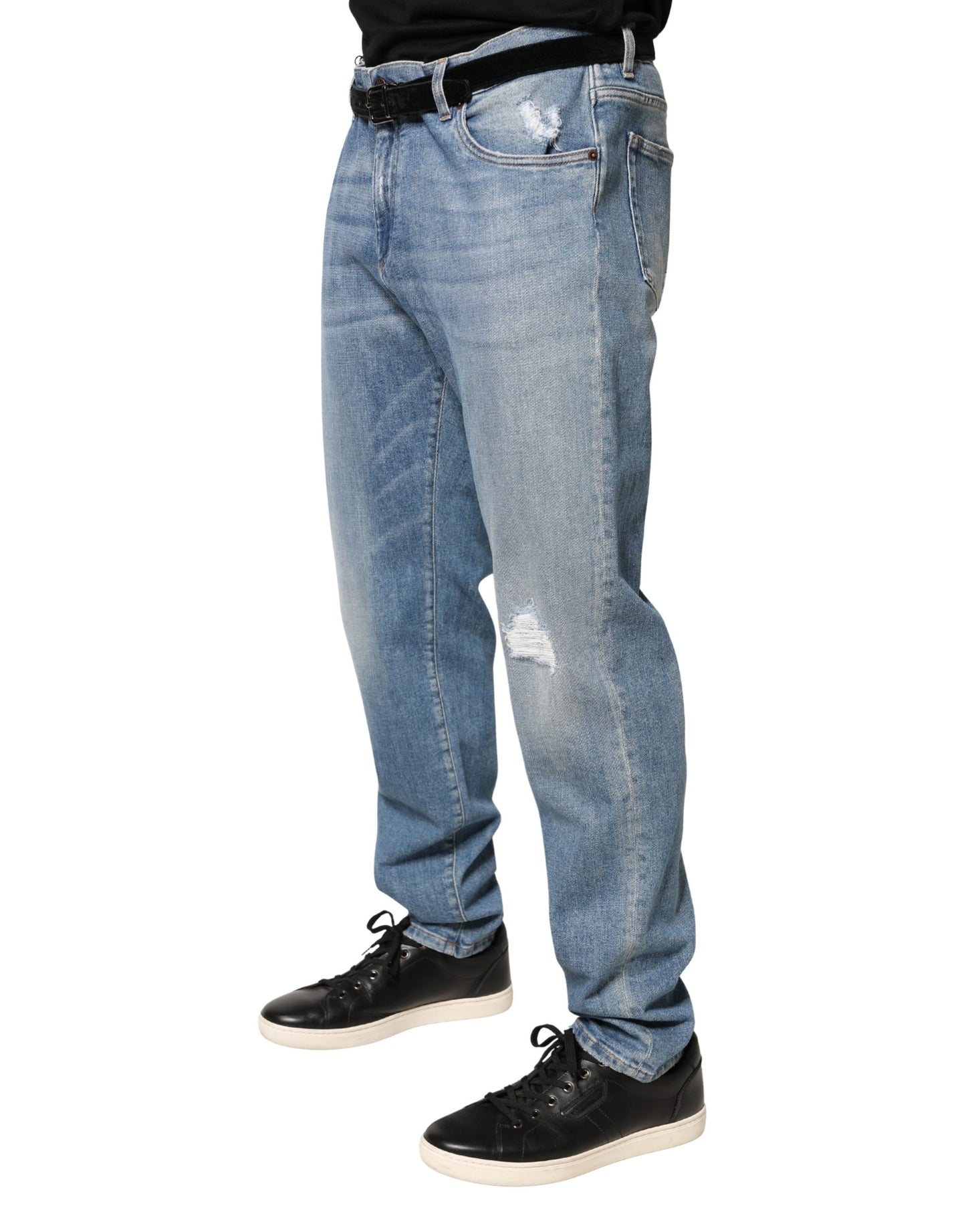 Jean en coton bleu délavé coupe slim pour homme Dolce &amp; Gabbana
