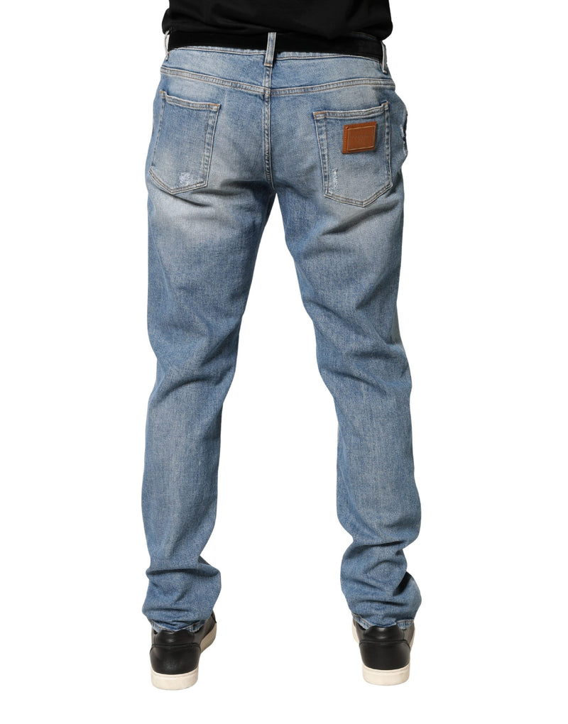 Jean en coton bleu délavé coupe slim pour homme Dolce &amp; Gabbana