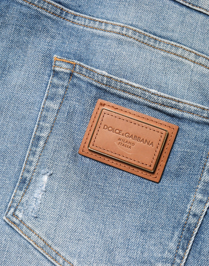 Jean en coton bleu délavé coupe slim pour homme Dolce &amp; Gabbana