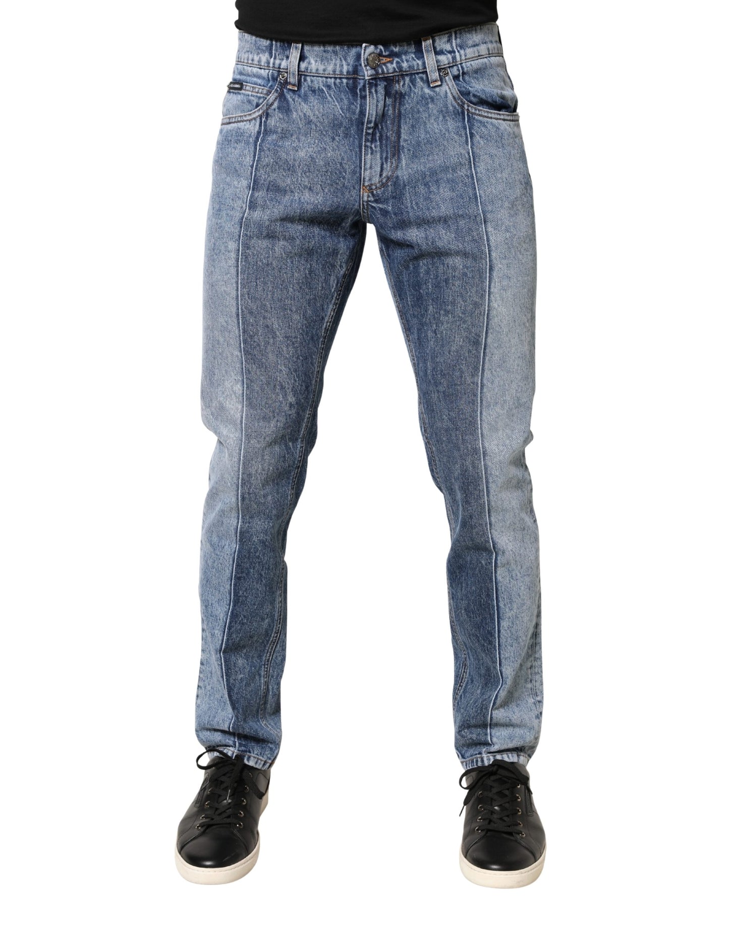 Jean Dolce &amp; Gabbana bicolore bleu coton coupe droite pour homme
