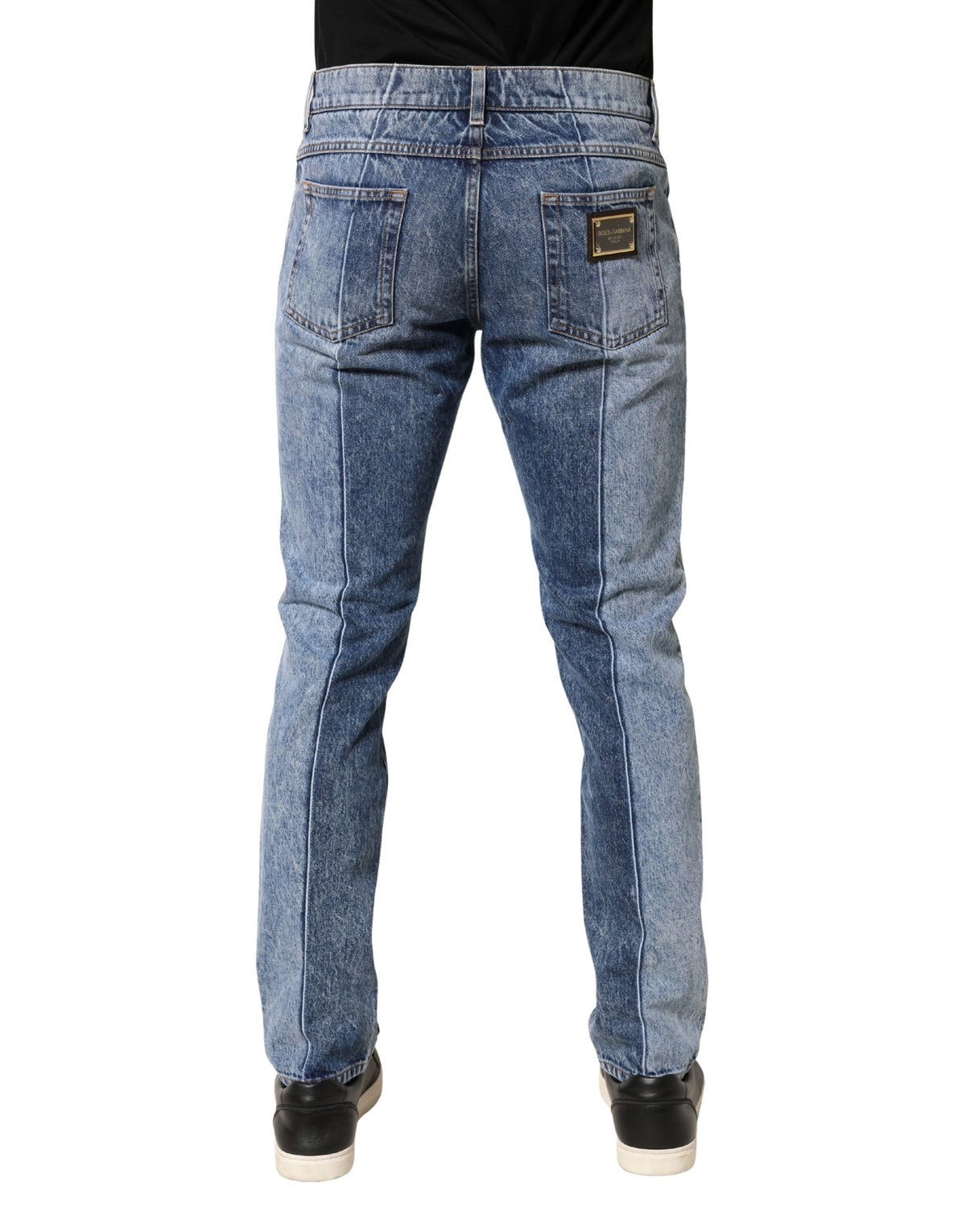 Jean Dolce &amp; Gabbana bicolore bleu coton coupe droite pour homme