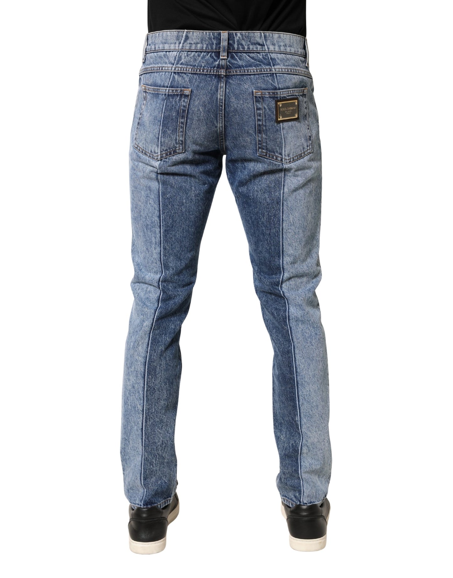 Jean Dolce &amp; Gabbana bicolore bleu coton coupe droite pour homme