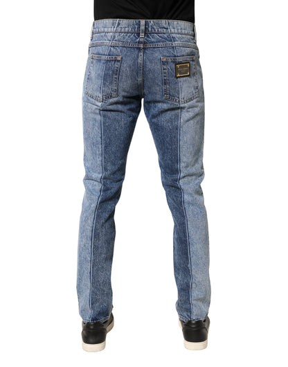 Jean Dolce &amp; Gabbana bicolore bleu coton coupe droite pour homme